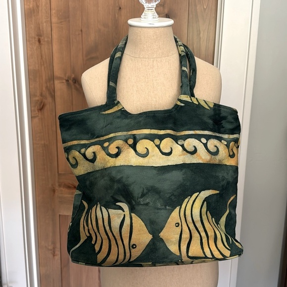 Island Girl Hawaiian Fish Design shoulder bag Women’s 100%Cotton washable Beach - Picture 1 of 12